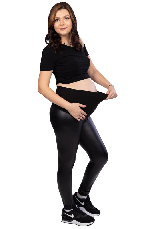 Leather maternity leggings